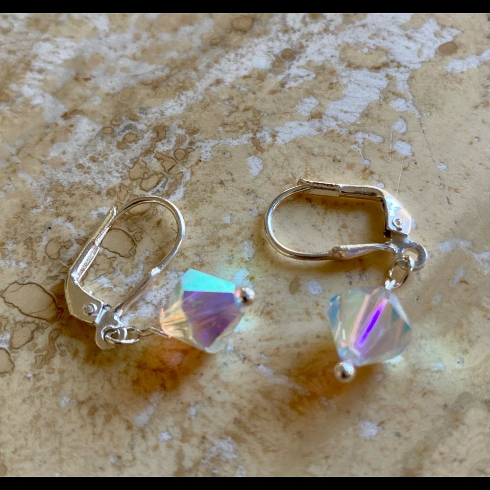 Earrings sterling silver crystal ab
